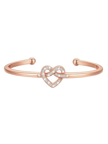 U7 Unisex Simple Cuff Bracelet 18K Real Gold Platinum Plated Fine Bracelets Fashion Jewelry Open Bangle Cuff Bracelets, Twisted or Heart Style - color: E.CZ Knot Bracelet-Rose Gold