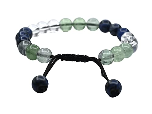 Amazing Gemstone Bracelet for Studying and Concentrating Manifestation - Sodalite Fluorite Clear Quartz Set for Men Women Healing Calming Anxiety Stress Relief Gifts Pulseras Para Hombres Mujer - color: Study Aids