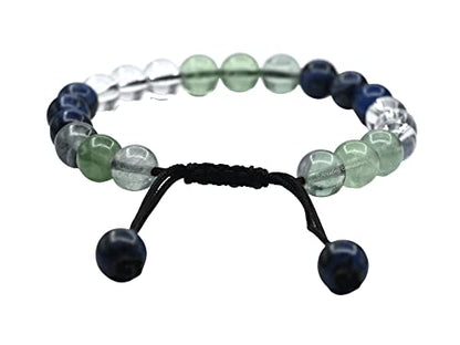 Amazing Gemstone Bracelet for Studying and Concentrating Manifestation - Sodalite Fluorite Clear Quartz Set for Men Women Healing Calming Anxiety Stress Relief Gifts Pulseras Para Hombres Mujer - color: Study Aids