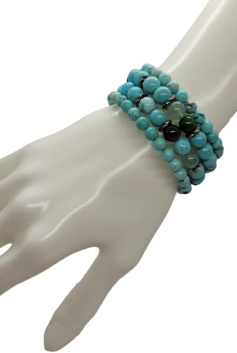 Handmade Beaded Cuff Bracelet - color: blue