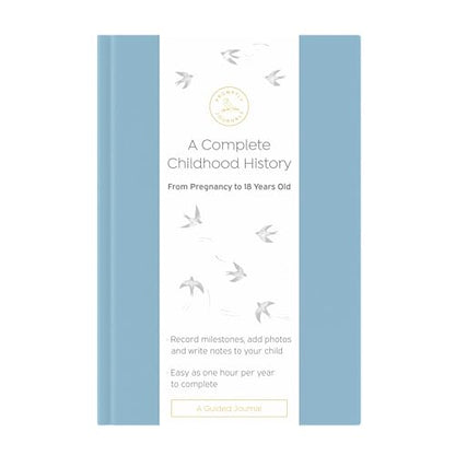 Promptly Journals, A Complete Childhood History: From Pregnancy to 18 Years Old (Dusty Blue, Leatherette) | Baby Book and Pregnancy Journal | Baby Memory Book - color: Dusty Blue