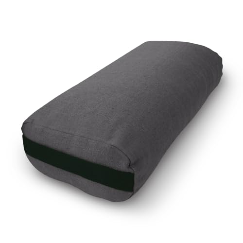 Bean Products Yoga Bolster - Made In The USA With Eco Friendly Materials - Round or Rectangular Support Cushions That Elevate Your Practice - Organic Hemp Cover - color: Stone Gray, size: Rectangular