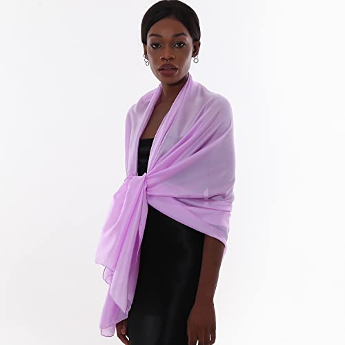 Womens Scarf Pashmina Shawls and Wraps for Evening Dresses Like Chiffon Silk Scarf for Bridal Wedding - color: Light Purple