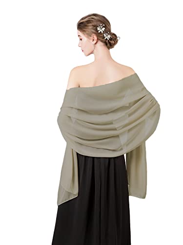 Soft Chiffon Scarfs Shawls and Wraps for Evening Dresses Wedding Shawl Wraps Bridal Scarve for Women - color: Beige Green, size: One Size