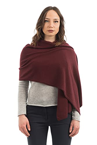 Dalle Piane Cashmere Womens Wool Cashmere Blend Stole Soft Italian Shawl Wrap for Wedding Evening Gift Made in Italy - color: Bordeaux