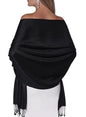 Pashmina Shawls and Wraps for Evening Dresses, Large Soft Pashminas Wedding Shawl - color: Black
