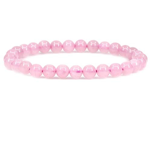 Keleny Semi Precious Crystal 6mm Round Beads Rock Yoga Stretch Bracelet 7 Inch Unisex Unisex - color: Rose Quartz