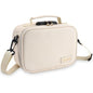 PU Leather Travel Bag with Combination Lock, Premium Organizers Box case, Durable Food Container Box for Home and Travel, Beige, Medium.