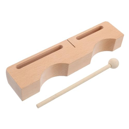 SECFOU Wooden Rhythm Percussion Block with Mallet Hardwood Musical Instrument for Adults Dual Bass Tones for Music Education and Performances