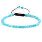 Keleny Natural Gemtones 4mm Round Beads Crystal Adjustable Braided Macrame Tassels Bracelets Unisex - color: Xin Jiang A Grade Blue Amazonite