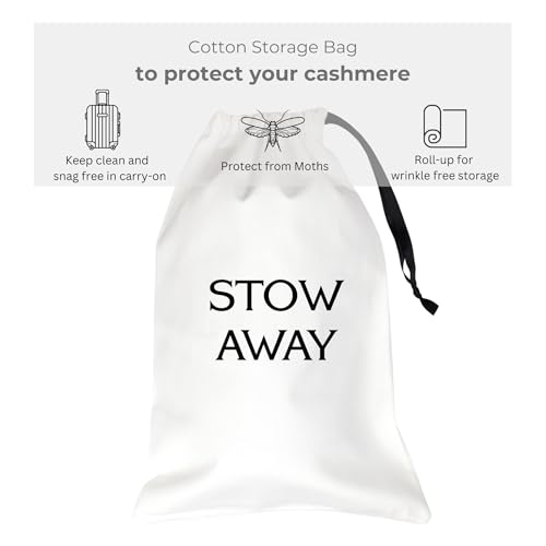 Jet&Bo 100% Pure Cashmere Travel Wrap, Shawl, Scarf & Blanket Gray 80" x 30" with Protective Storage Bag + Gift Box