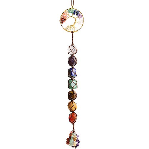 7 Chakra Stone Healing Crystal Tree of Life Wall Hanging Home Interior Decoration，Window Decoration，Yoga Meditation - color: A-style 2