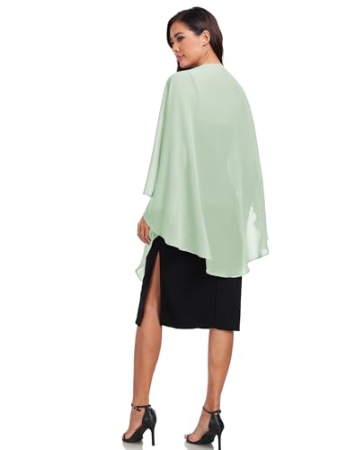TONGFANTFL Shawls Wraps for Evening Wedding Party Chiffon Scarf Soft Bridal Wraps Wedding Guest Shawl Coverage - color: Sage Green