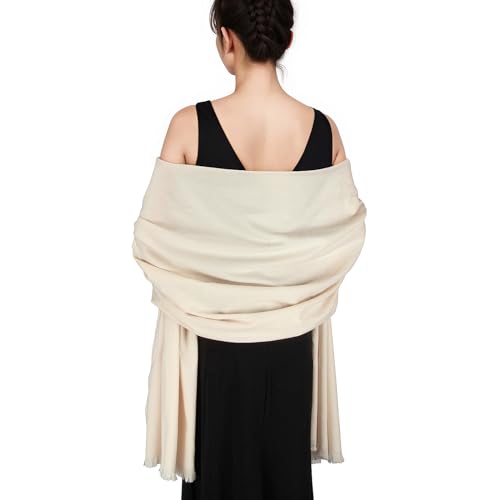 Pashmina shawls and wraps for Evening Dresses Scarf for Women Winter Shawl Wraps for Women Weedings - color: Cream