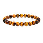 Elm City Direct 8mm Natural Stone Beaded Bracelet – Unisex Crystal Stretch Bracelets for Men & Women, Chakra & Healing Jewelry, Gift-Ready Beaded Bracelets - color: Tigers Eye