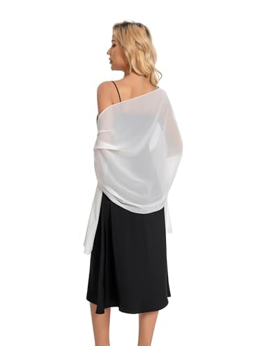Chiffon Shawls and Wraps for Evening Dresses Women Elegant Soft Scarf Bridal Scarve Wedding Stole - color: Cream, size: Plus Size