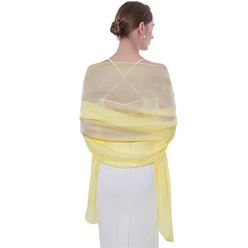 Womens Scarf Pashmina Shawls and Wraps for Evening Dresses Like Chiffon Silk Scarf for Bridal Weddings - color: Yellow