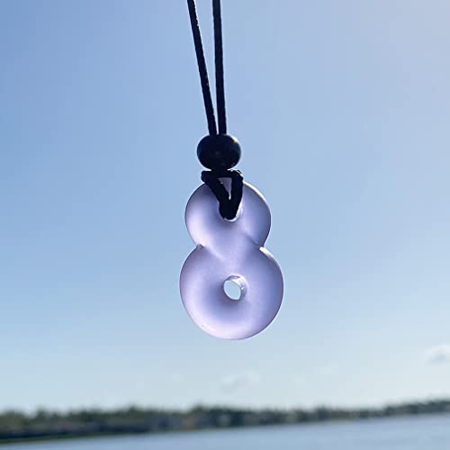 Infinity Necklace - Sea Glass Jewelry - Positive Vibes Collection - Cute Meditation Crystals - Spiritual Gifts for Yoga Lovers - High Vibration Tibetan Symbols - Cool and Trendy Good Luck Amulets - color: Couples Set - Pastel Pink and Purple