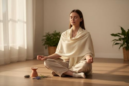 Handloom Wool Meditation Shawl Throw Wrap, Gift for Men and Women Meditation Shawl Fine Clothing. - color: Ht-002