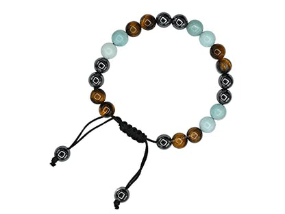 Amazing Gemstone Bracelet for Child - Hematite Amazonite Tiger Eye Bracelet Set for Men Women Healing Calming Anxiety Stress Relief Gifts Pulseras Para Hombres Mujer Stocking Stuffers (Adjustable) - color: Childhood