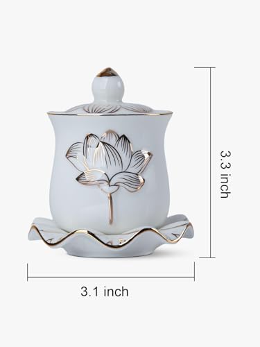 Houlu Ceramic Altar Cup, Holy Water Offering Cup - White - color: White
