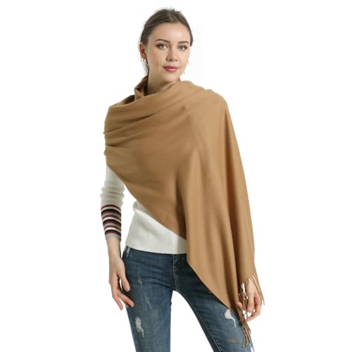 Pashmina Scarf and Shawl - Soft Women Pashminas Wrap for Wedding Evening Party dresses - color: H#. Camel
