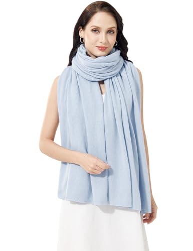 Soft Cashmere Blend Wrap Chic Scarf Stole for Women Wayfarer Travel Extra Large 87"x28" - color: Skyblue
