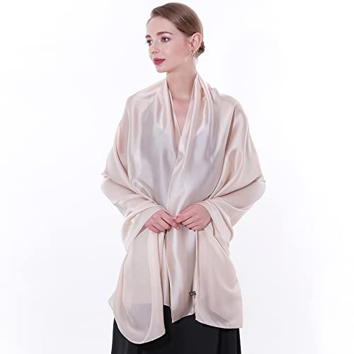 Womens Scarf Pashmina Shawls and Wraps for Evening Dresses Like Chiffon Silk Scarf for Bridal Weddings - color: Beige