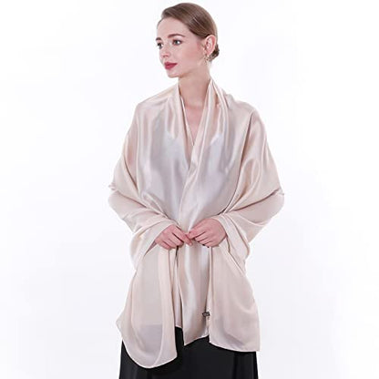 Womens Scarf Pashmina Shawls and Wraps for Evening Dresses Like Chiffon Silk Scarf for Bridal Weddings - color: Beige