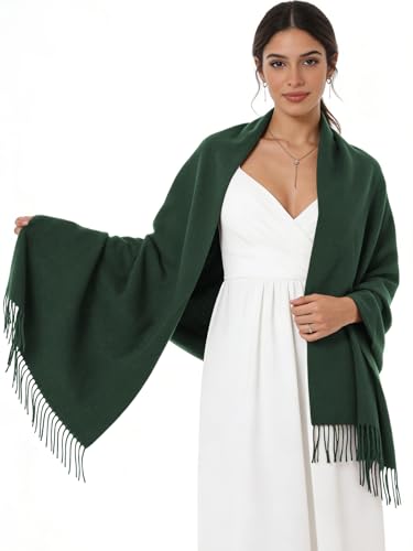 Sumolux Scarf for Women Pashmina Shawls Wraps for Evening Dresses Wedding Bridesmaid Gifts Winter Warm Soft Scarves - color: Dark Green