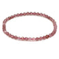 Keleny Gem Semi Precious Gemstones 4mm Round Beads Crystal Stretch Bracelet 7 Inch Unisex - color: Faceted Red Strawberry Quartzite