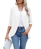 KUOTAI Womens Lightweight Open Front Cardigan Soft Draped 3/4 Sleeve Shawl Collar Office Business Casual Top - color: White, size: Small