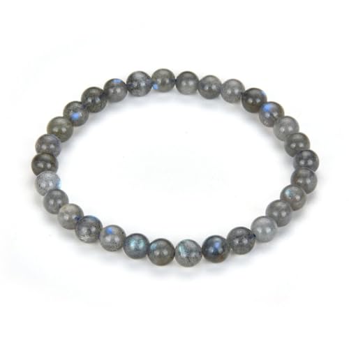 Adabele 1pc Natural Stretch Gemstone Bracelet 6mm (0.24 Inch) Bead 7" 7.5" 8 inch Healing Crystal Quartz Energy Chakra Jewelry Women Birthday Gift - color: Grade A Labradorite, size: 7.5 inch