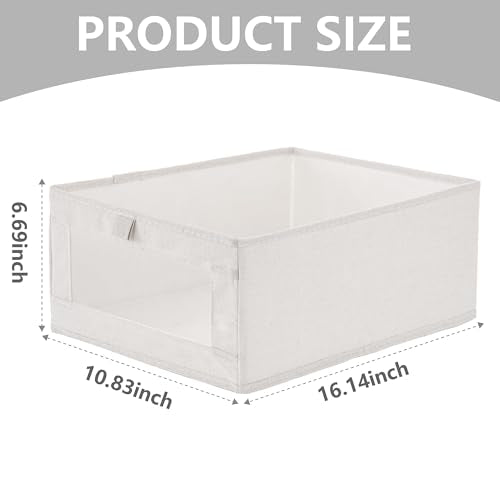 4 Pack linen storage box, with transparent window - foldable clothing storage box, suitable for organizing wardrobes, toys, books | home storage container (4)