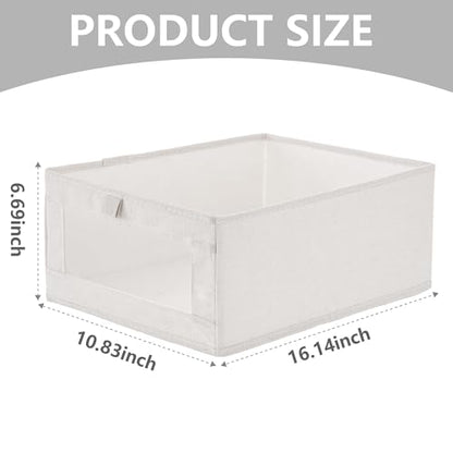 4 Pack linen storage box, with transparent window - foldable clothing storage box, suitable for organizing wardrobes, toys, books | home storage container (4)