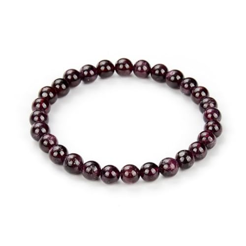 Adabele 1pc Natural Stretch Gemstone Bracelet 6mm (0.24 Inch) Bead 7" 7.5" 8 inch Healing Crystal Quartz Energy Chakra Jewelry Women Birthday Gift - color: Garnet, size: 7 inch