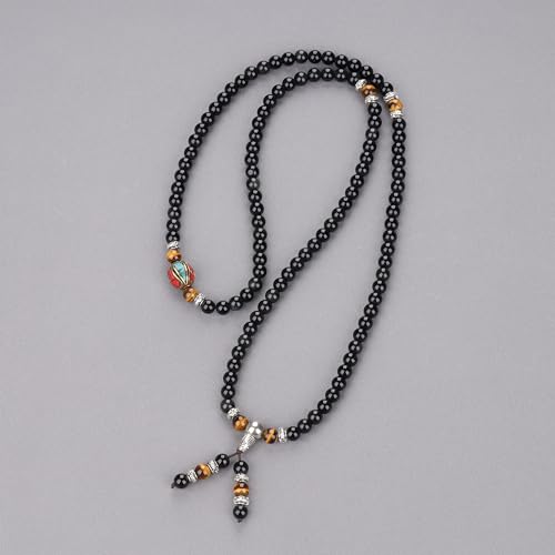 COAI Black Obsidian Stone Bracelet Necklace Mala Beads 108 - style: Red Tiger Eye