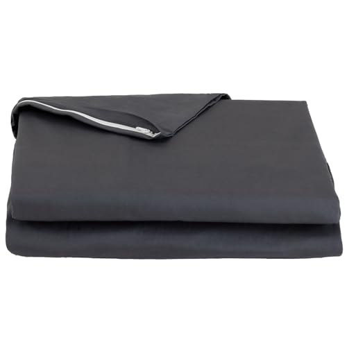 FULI 100% Cotton Zippered Futon Cover, Japanese Futon Mattress Cover, Shikibuton, Made in Japan (Queen, Dark Gray) - color: Dark Gray, size: Queen