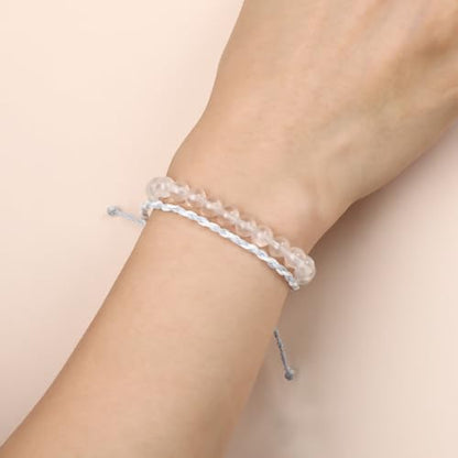 QOGIR 2pcs Handmade Healing Bracelet, Natural Gem Stone Crystal Elastic Bracelet - color: Clear Quartz(Stone of Amplification), size: 6mm