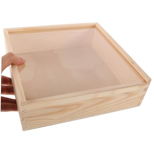 Alipis Acrylic Lid Wooden Box for Storage Jewelry Organizer Wooden Sliding Lid Space-saving Lightweight for Home Bedroom Travel