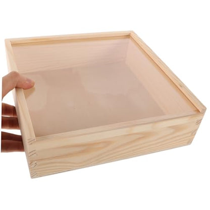 Alipis Acrylic Lid Wooden Box for Storage Jewelry Organizer Wooden Sliding Lid Space-saving Lightweight for Home Bedroom Travel