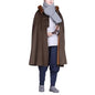 Unisex Meditation Hooded Cloak Winter Oversized Coat Double Layer Plush Poncho Cape One Size Length 100cm - color: Coffee