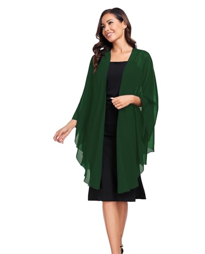 TONGFANTFL Shawls Wraps for Evening Wedding Party Chiffon Scarf Soft Bridal Wraps Wedding Guest Shawl Coverage - color: Dark Green