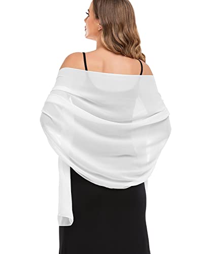 Shawls and Wraps for Evening Dresses Sheer Chiffon Women Elegant Soft Silky Wraps Wedding Bridal Scarf - color: Ivory, size: 79*18‘’