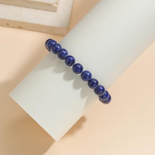 Womens Crystal Beaded Bracelets for Women Men Protective Energy Bracelet Natural Gemstone Bead Bracelet - color: Lapis(Creativity), size: 8mm