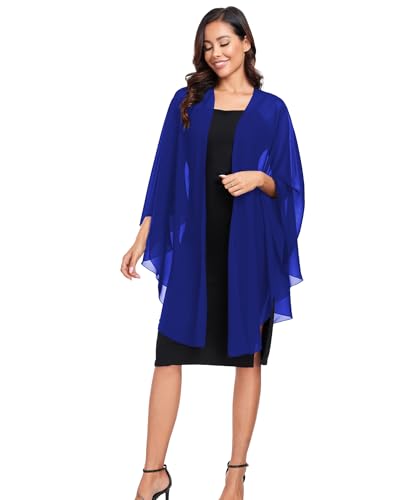 TONGFANTFL Shawls Wraps for Evening Wedding Party Chiffon Scarf Soft Bridal Wraps Wedding Guest Shawl Coverage - color: Royal Blue