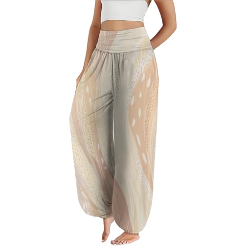 Harem Pants for Women Dressy Casual Yoga Trousers Summer Trendy Workout Flowy Print Graphic Floral Outfits 2025 - color: Beige, size: X-Large