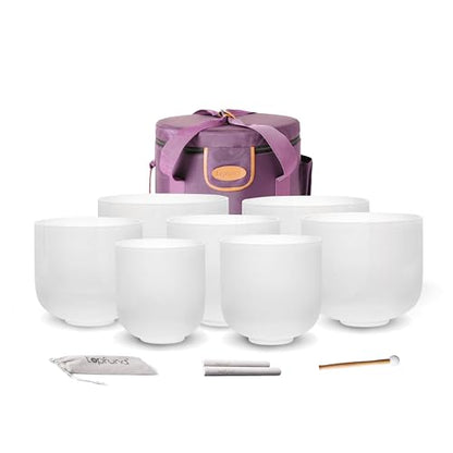 TOPFUND 6-12 inch 432Hz Chakra Set of 7 Crystal Singing Bowls with Heavy Duty Carrying Case and Singing Bowl Mallets - color: 432Hz Set of 7 Bowls, size: 6-12 inch