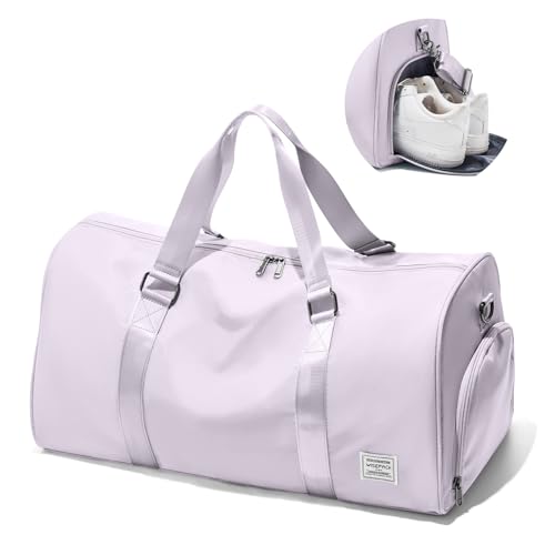 Gym Bag for Women Men with Shoe Compartment,Small Travel Duffle Bags for Traveling Overnight Weekender Personal Item Travel Bag Large Sport Workout Bag Purple - color: D4-Light Purple