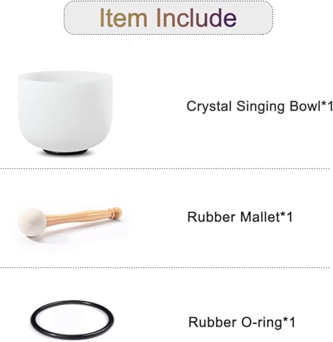 CVNC 432HZ 12 Inch C Note Root Chakra Frosted Quartz Crystal Singing Bowl Meditation Therapy Sound Healing Instrument Sound Bath Bowl with Mallet and O-ring - size: 12 inch C